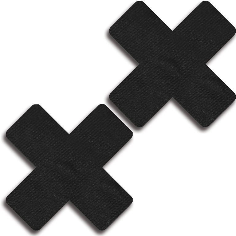 Faux Leather Cross Pasties - 31513 Black - Click Image to Close