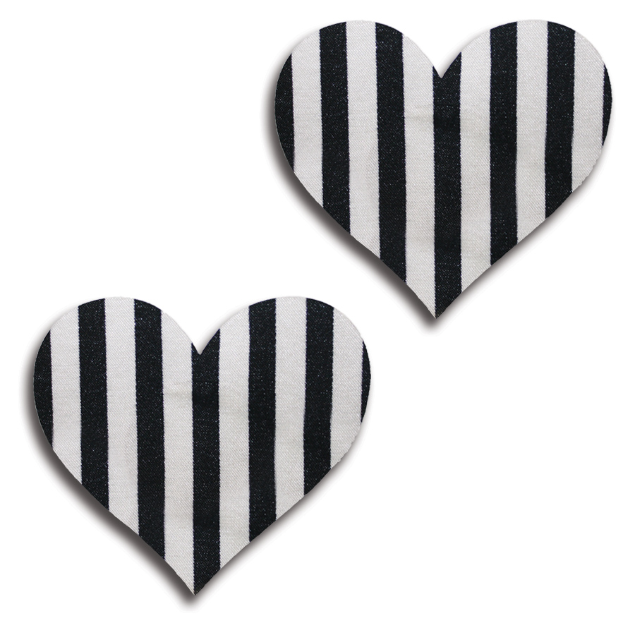 Stripes Hearts Pasties - 31521 Black-White