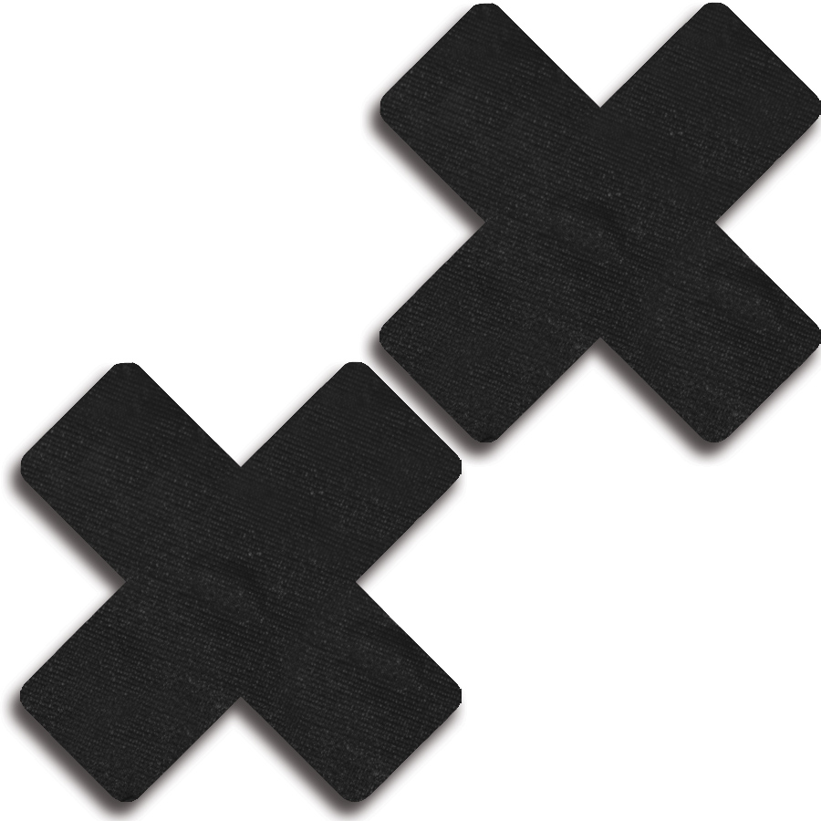 Satin Solid Cross Pasties - 31534 Black