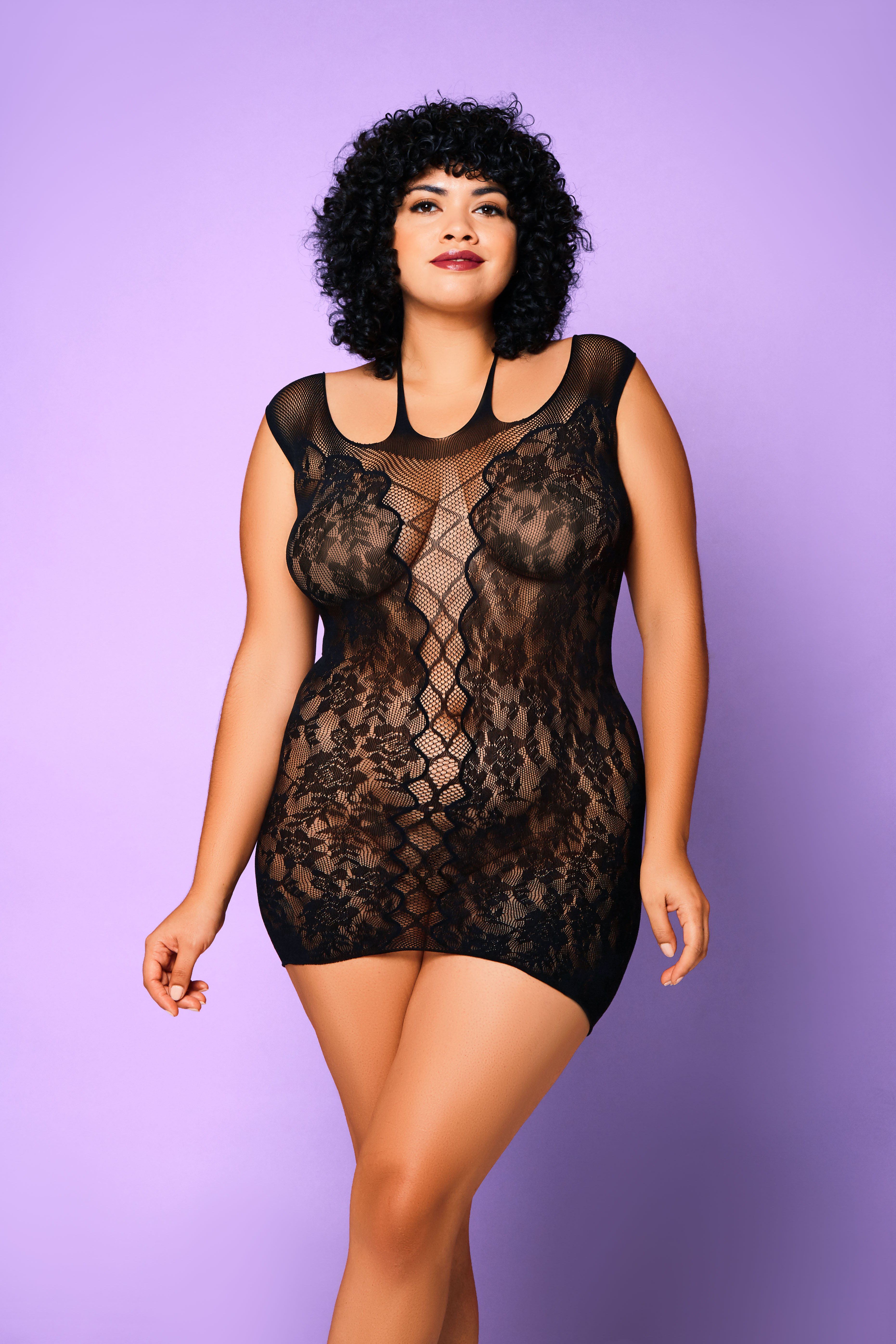 Lace Kiss Chemise - 32192X Black - Click Image to Close