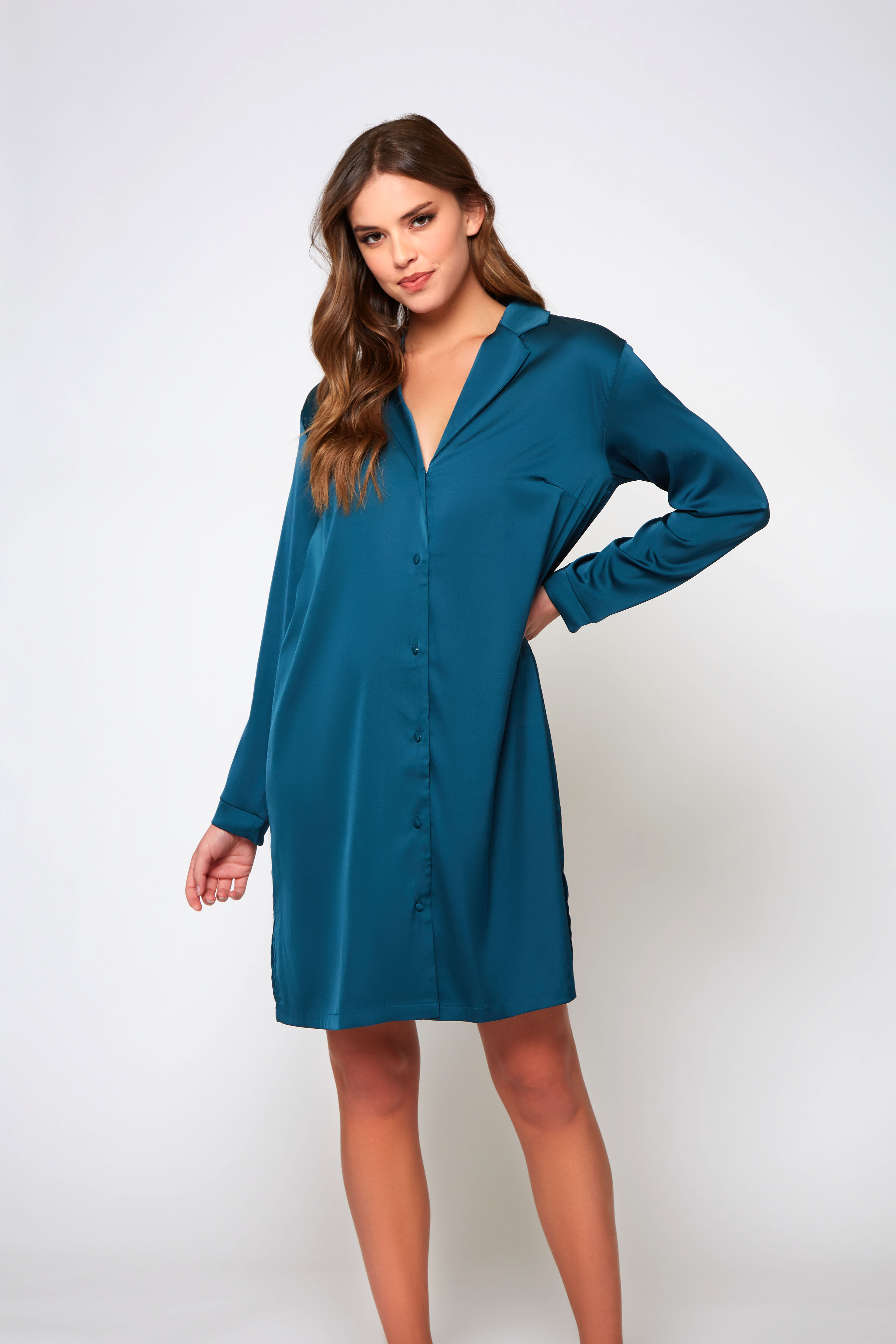 Lucile Sleep Shirt - 78133 Teal - Click Image to Close