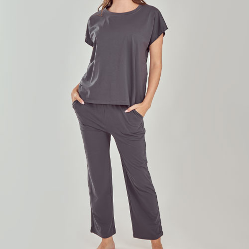 Ivy Short Sleeve Pants Set - 78359 Charcoal