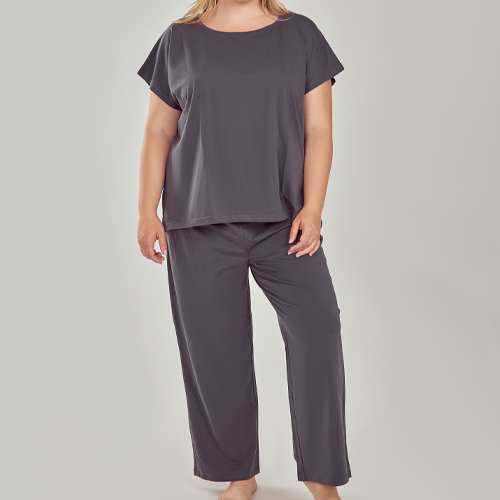 Ivy Short Sleeve Pants Set - 78359X Charcoal