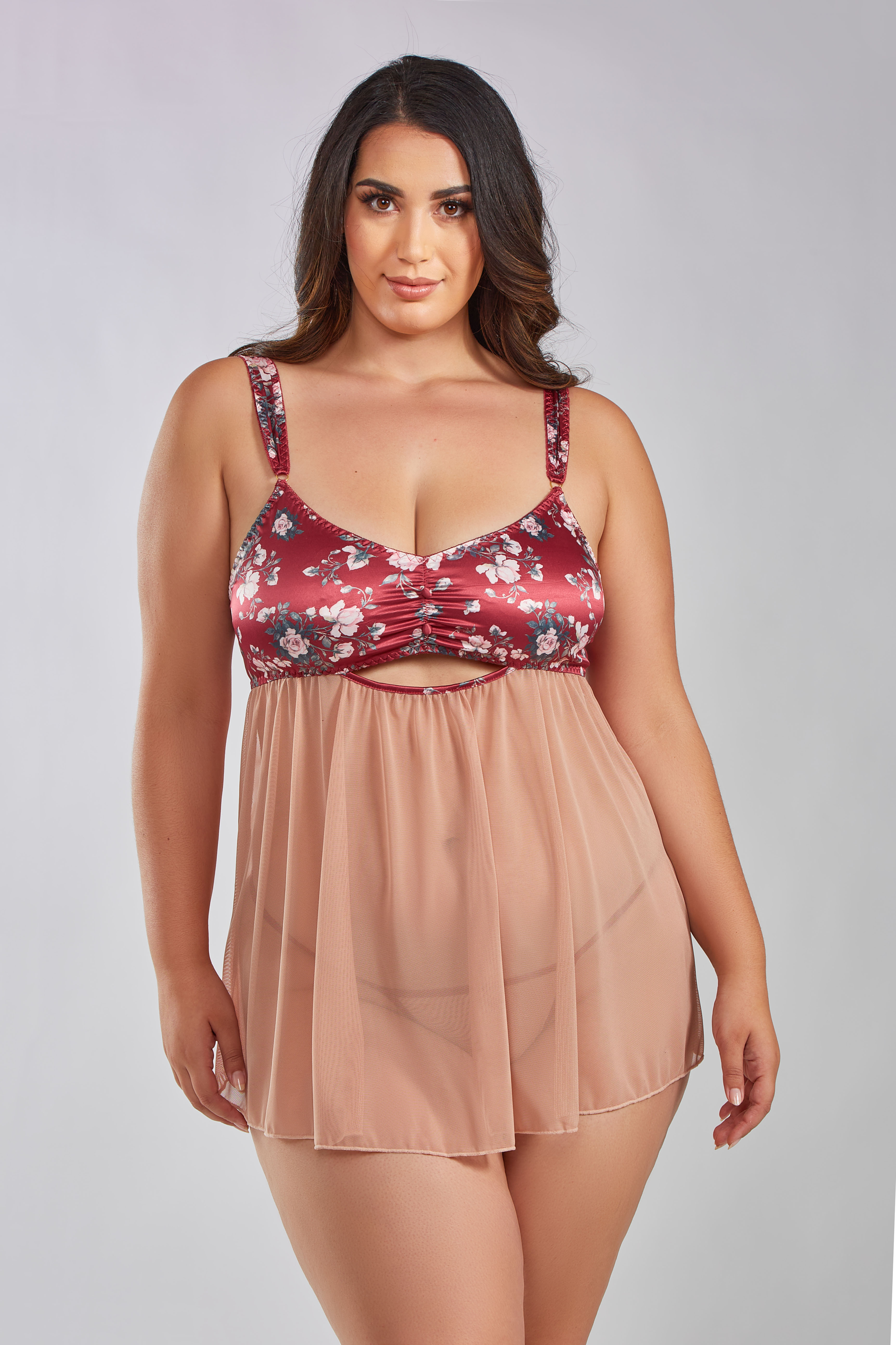 Brittany Babydoll - 80001X Red-Nude - Click Image to Close