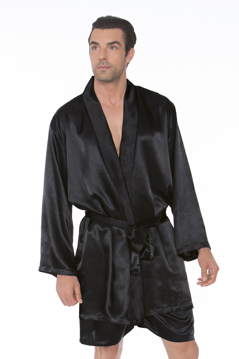 Men’s Satin Robe with Matching Sash - 8800 - Click Image to Close